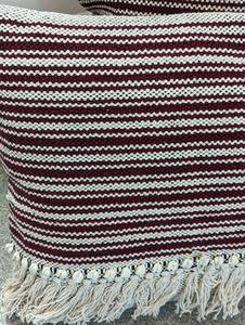 LR Home Striped Maroon Fringe Pillows