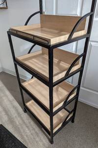 Tiered Wood and Metal DisplayStorage Shelf
