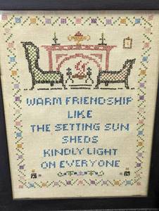 Pair of Framed Vintage Cross Stitch Samplers