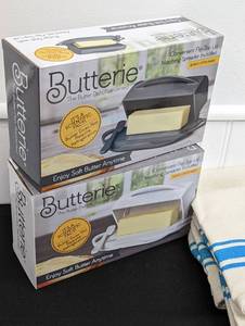 New Kitchen Dish Towels and Butter Dishes