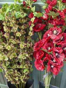 Faux Floral Bouquets and Metal Buckets