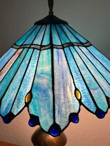 lot 13 image: Truly Beautiful Blue Stained Glass Table Lamp