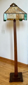 lot 21A image: Vintage Stained Glass Arts and Crafts Style Floor Lamp