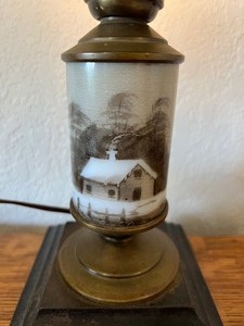 lot 63 image: Vintage Electrified Oil Lamp