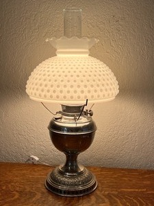 lot 81A image: Vintage Milk Glass Electrified Oil Lamp
