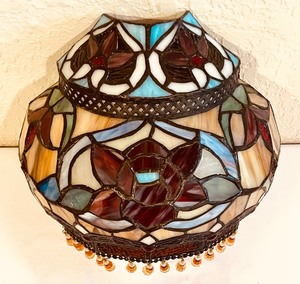 lot 144 image: Stunning Stained Glass Wall Sconce Shade with Beaded Accents