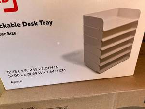 White Stackable Desk Trays