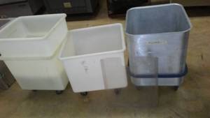 (3) Floor Bins On Casters � Storage
