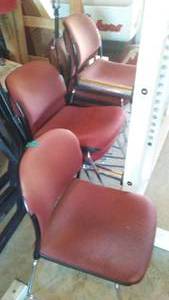 (7) Burgundy Cloth Side Chairs