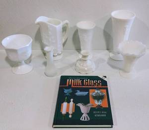 Milk Glass with Collectors Encyclopedia of Milk Glass