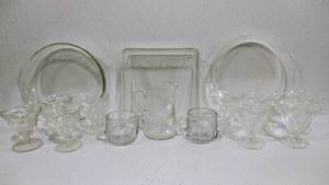 Floral Etched Glassware, Pyrex Glass Pans, Glass Sundae Cups