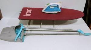 Ironing Board, Iron, Broom and Dustpan