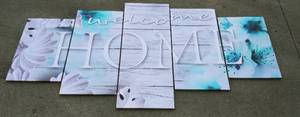 Welcome Home Canvases, Blue Gold Lamp