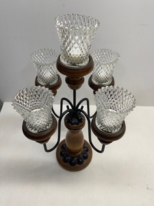 Vintage Table Wood and Iron Candle Holder