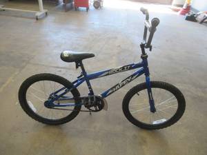 lot 710 image: HUFFY Boys 20 Rock It Mountain Bike in Blue - Not Assembled, (Put together by hand to make sure all parts were in nice condition and present).