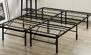 lot 767 image: Zinus 14 Black Metal SmartBase Tool-Free Assembly Mattress Foundation, Twin-Full Conversion