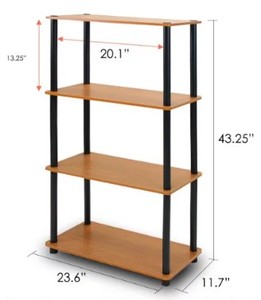 lot 772 image: Furinno 99557LCBK Turn-N-Tube 4-Tier Compact Multipurpose Shelf, Light CherryBlack