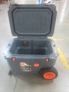 lot 831 image: Ozark Trail 45 Quart Hard Sided Cooler Portable With Wheels Outdoor Camping Container Gray
