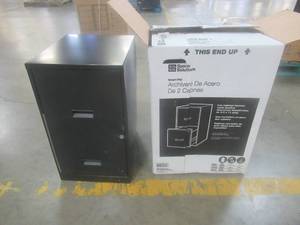 lot 846 image: Filing Cabinet 2-Drawer Steel File Cabinet with Lock and Keys, Black - Scratch and Dent (See Photos)