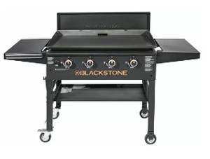 lot 796 image: Blackstone 4-Burner 36 Griddle Cooking Station with Hard Cover and Folding Shelves, 1863.