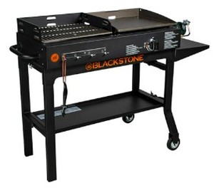 lot 800 image: Blackstone Duo 17 Griddle and Charcoal Grill Combo, 1819. - Leg Post Holder is bent.