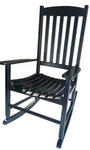 lot 812 image: Mainstays Black Wooden Porch Rocking Chair, 26.5 x 34 x 45 Tall.