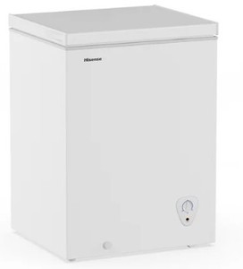 lot 816 image: Hisense 5 Cu ft Chest Freezer, White, WFC050M6XWD - Dent on RH Back Corner.