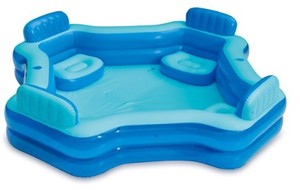 lot 818 image: Summer Waves KB0706000 8.75ft x 26in Inflatable 4 Person Deluxe Swimming Pool - Stated hole in bottom (we could not find it - did not inflate.