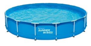 lot 829 image: Summer Waves 15 ft Round Active Frame Above Ground Pool, Blue