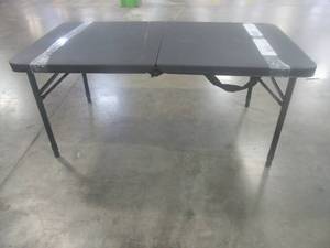 lot 865 image: Folding Table In Black With Extending Legs - Slight Scratch and Dent, Dimensions 40 x 20 x (17.7124.428.03 Tall).