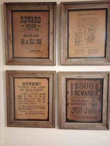 lot 253 image: Barnwood framed Wanted Posters