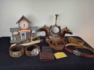 lot 282 image: Leather Belts with Horse Buckles