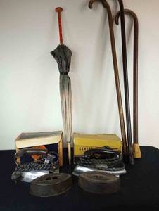 lot 309 image: Vintage Irons,Canes,and Umbrellas
