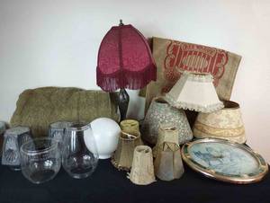 lot 344 image: Lamp Shades and Wool Blanket