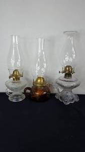 lot 158 image: Antique Kerosene Glass Finger Lamps