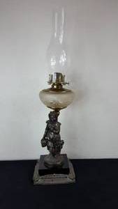 lot 160 image: Antique Kerosene Figural Composite Lamp