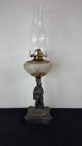 lot 161 image: Antique Kerosene Figural Composite Lamp