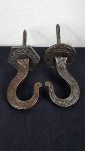lot 168 image: Antique Cast Iron Ceiling Hooks with Rosettes