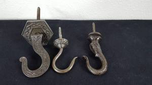 lot 169 image: Antique Cast Iron Ceiling Hooks with Rosettes