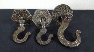 lot 170 image: Antique Cast Iron Ceiling Hooks with Rosettes