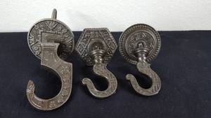 lot 172 image: Antique Cast Iron Ceiling Hooks with Rosettes