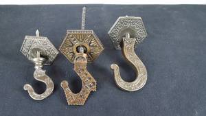 lot 171 image: Antique Cast Iron Ceiling Hooks with Rosettes