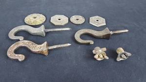 lot 173 image: Antique Cast Iron Ceiling Hooks with Rosettes