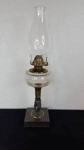 lot 95 image: Antique Kerosene Figural Composite Lamp