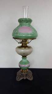 lot 96 image: Antique Kerosene Glass Composite Lamp