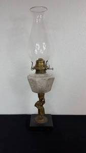 lot 98 image: Antique Kerosene Figural Composite Lamp