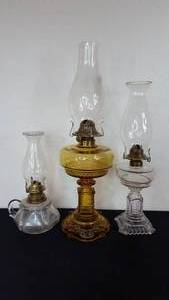 lot 99 image: Vintage Glass Kerosene Lamps