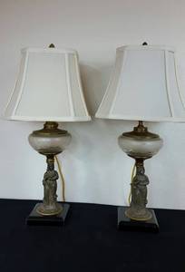 lot 101 image: Antique Kerosene Figural Composite Lamp