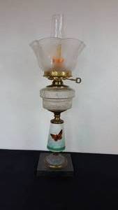 lot 103 image: Antique Kerosene Figural Composite Lamp