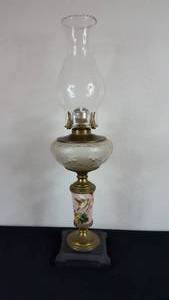 lot 136 image: Antique Kerosene Glass Composite Lamp